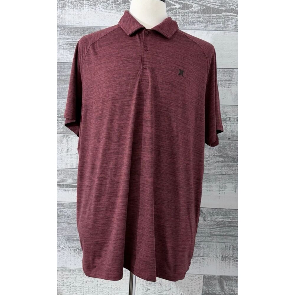 Hurley Polo Shirt Golf Performance Moisture Wicking Heather Red Mens Sz 2XL
